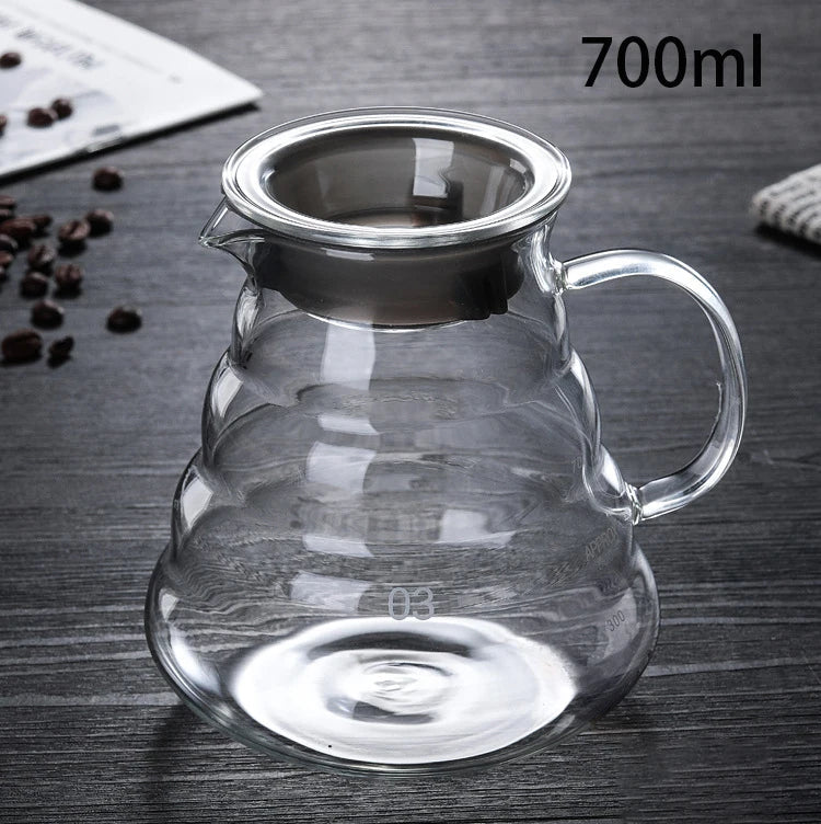 v60 Pour Over Carafe Drip Coffee Pot 300/500/700ml Glass Range