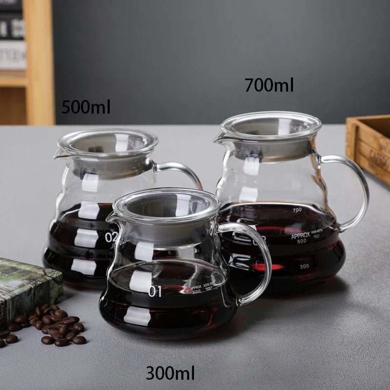 v60 Pour Over Carafe Drip Coffee Pot 300/500/700ml Glass Range